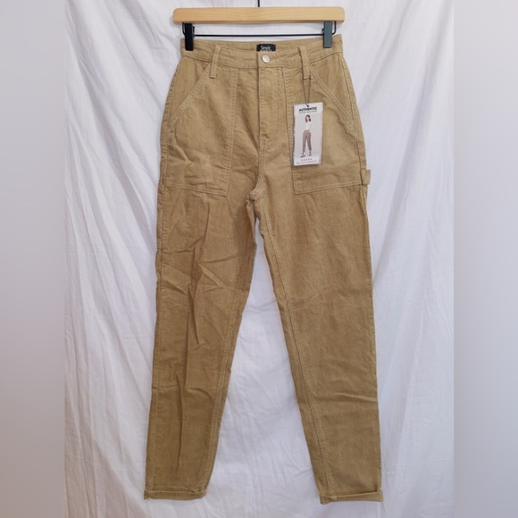 Simple Society NWT Tan Super High Rise Corduroy Rolled Cuff Carpenter Pants 5/27 - Picture 1 of 6